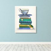 Teacup en Boeken Canvas Afdruk (Insitu (Houten vloer))