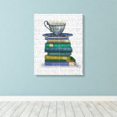Teacup en Boeken Canvas Afdruk (Insitu (Houten vloer))