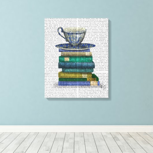 Teacup en Boeken Canvas Afdruk (Insitu (Houten vloer))
