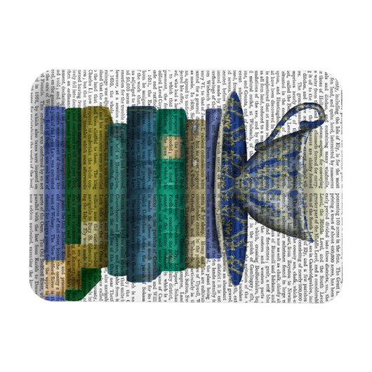 Teacup en Boeken Magneet (Horizontaal)