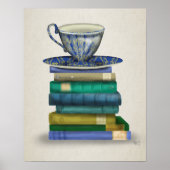 Teacup en Boeken Poster (Voorkant)