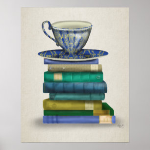 Teacup en Boeken Poster