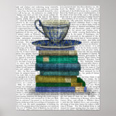 Teacup en Boeken Poster (Voorkant)