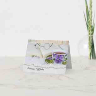 Teacup en Book Birthday Kaart