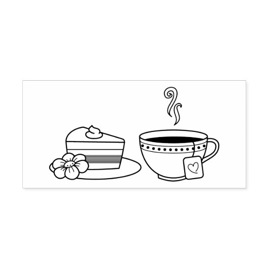 Teacup en Cake Rubberstempel (Afrduk)