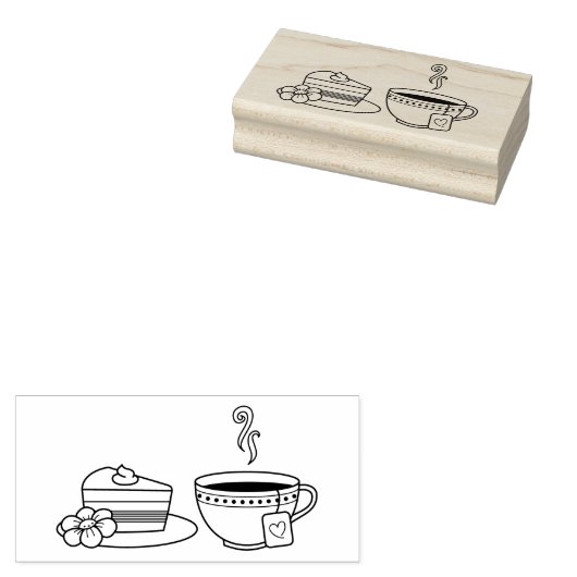 Teacup en Cake Rubberstempel (Gestempeld)