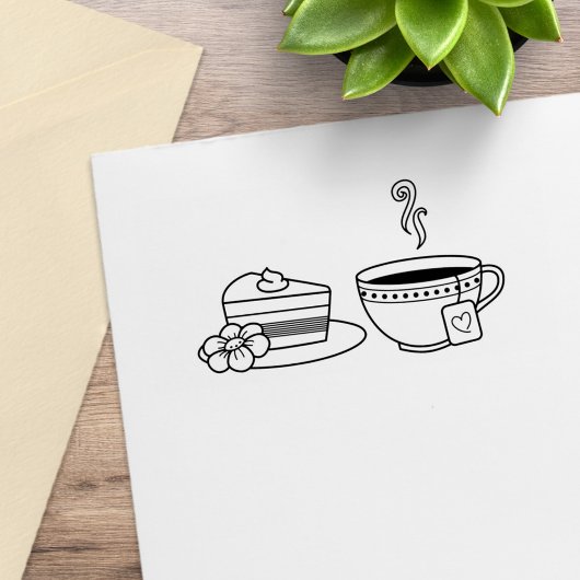 Teacup en Cake Rubberstempel