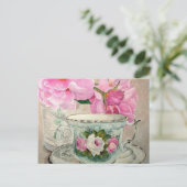 Teacup en Peony Painting Briefkaart (Staand voorkant)