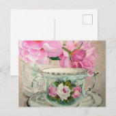 Teacup en Peony Painting Briefkaart (Voorkant / Achterkant)