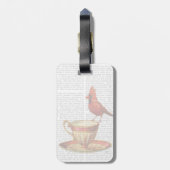 Teacup en rode kardinaal bagagelabel (Achterkant verticaal)