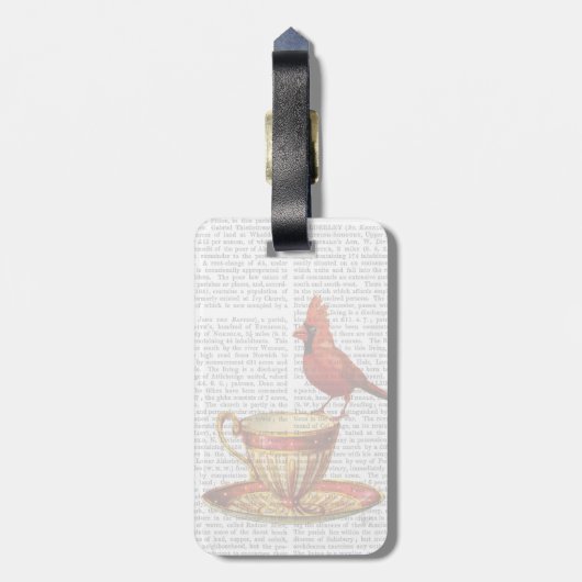 Teacup en rode kardinaal bagagelabel (Achterkant verticaal)