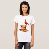 Teacup en rode kardinaal t-shirt (Voorkant volledig)