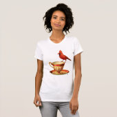 Teacup en rode kardinaal t-shirt (Voorkant volledig)