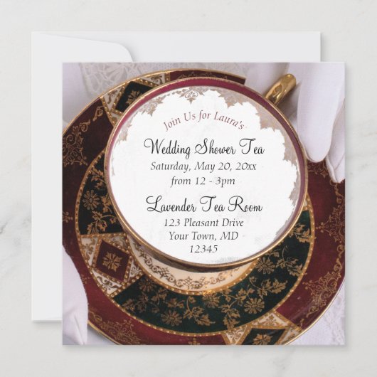 Teacup en Saucer Bridal Shower Invitation Kaart (Voorkant)