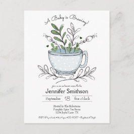 Teacup Floral Handgemaakte Tea Party Baby shower P Briefkaart
