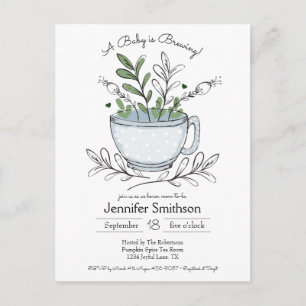 Teacup Floral Handgemaakte Tea Party Baby shower P Briefkaart