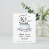 Teacup Floral Handgemaakte Tea Party Baby shower P Briefkaart (Staand voorkant)