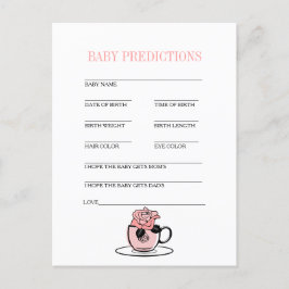 Teacup & Flowers Baby shower Baby Prediction Game Aankondigingskaart