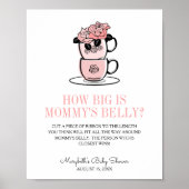 Teacup & Flowers Baby shower Mammie's Belly Game Poster (Voorkant)