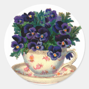Teacup Flowers Ronde Sticker
