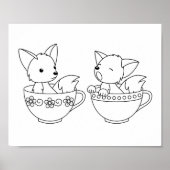 Teacup Foxes - Baby Animals in een Cup-kleurpagina Poster (Voorkant)