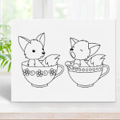 Teacup Foxes - Baby Animals in een Cup-kleurpagina Poster