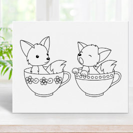 Teacup Foxes - Baby Animals in een Cup-kleurpagina Poster