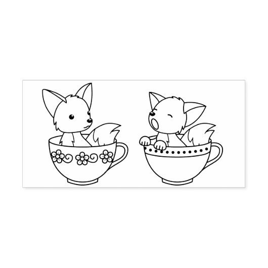 Teacup Foxes - Baby Animals in een Cup Zelfinktende Stempel (Design)