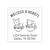 Teacup Foxes Couple Address Rubberstempel (Afrduk)