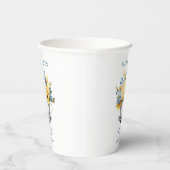 Teacup Geel Blauw Bloemen 100ste Verjaardag Papieren Bekers (Rechts)