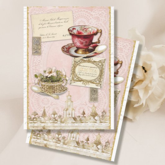  Teacup High Tea Gold en Roze ontkoppeling Tissuepapier