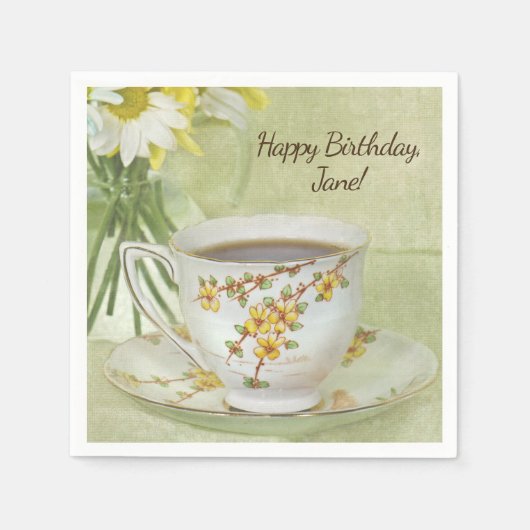  teacup met daisy bouquet servet (Voorkant)