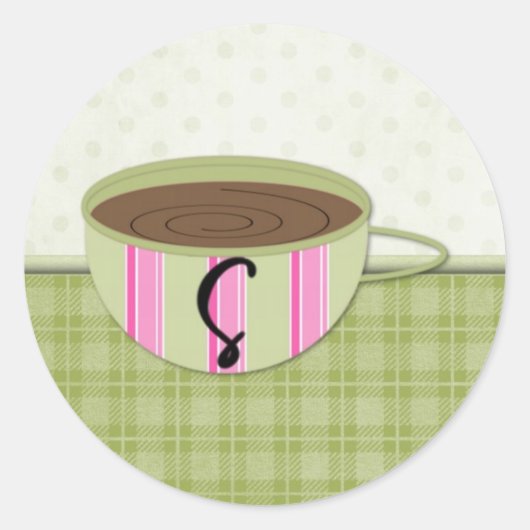 Teacup Monogram S Ronde Sticker (Voorkant)
