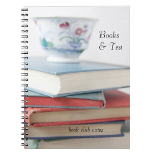 Teacup on book stack book club notitieboek