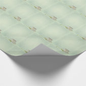 teacup op groene textuurachtergrond cadeaupapier (Hoek)