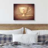  Teacup op oude papieren kunst Canvas Afdruk (Insitu (Slaapkamer))