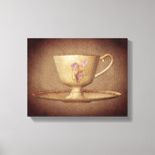  Teacup op oude papieren kunst Canvas Afdruk (Voorkant)