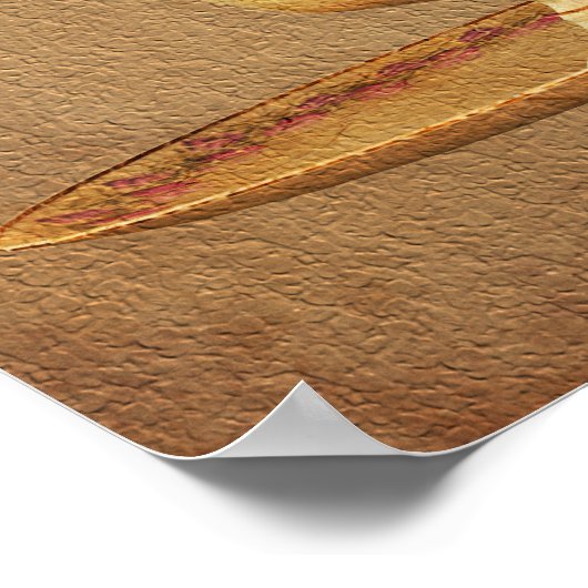  Teacup op oude papieren kunst Poster (Hoek)