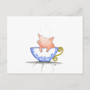 Teacup Pig Print Briefkaart