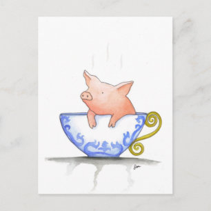 Teacup Pig Print Briefkaart