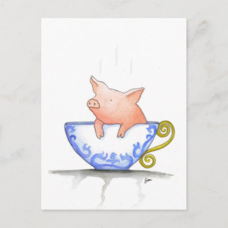 Teacup Pig Print Briefkaart