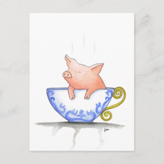 Teacup Pig Print Briefkaart (Voorkant)