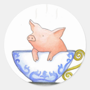 Teacup Pig Print Ronde Sticker