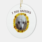 Teacup Poodle Dog Digs Daisies Keramisch Ornament (Links)