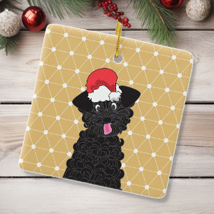 Teacup Poodle-Ornament met kerstmis Keramisch Ornament