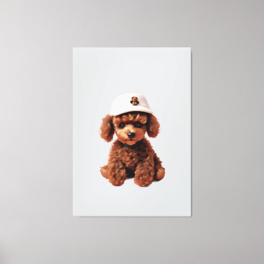 Teacup Poodle with Hat Canvas Afdruk (Voorkant)