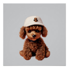 Teacup Poodle with Hat Perfect Poster