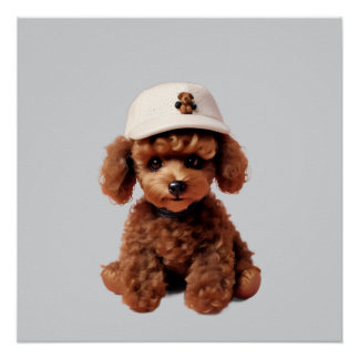 Teacup Poodle with Hat Perfect Poster