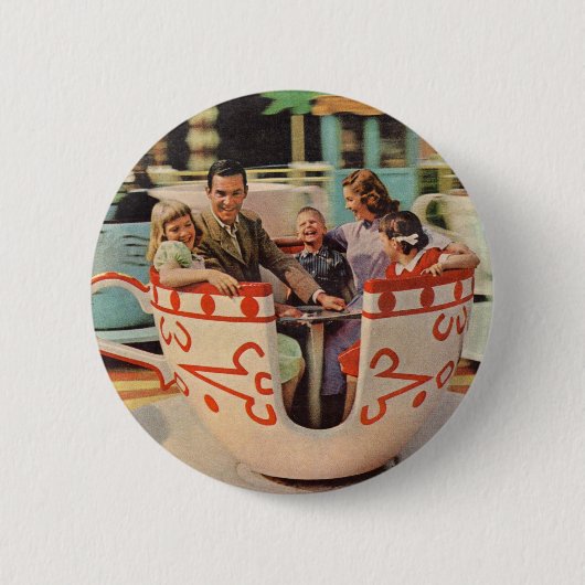 teacup-rit bij het pretpark ronde button 5,7 cm (Voorkant)