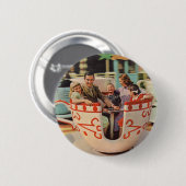 teacup-rit bij het pretpark ronde button 5,7 cm (Voorkant /achterkant)